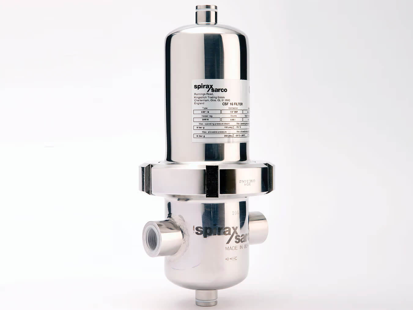 CSF16 steam filter for clean steam quality control