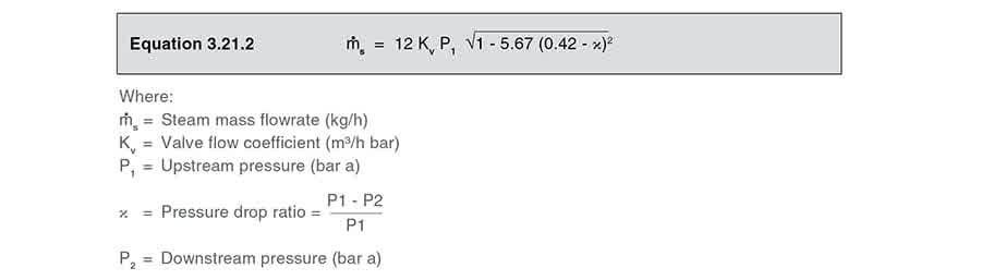 Equation 3212 - Dimensionamiento de válvulas de control para sistemas de vapor
