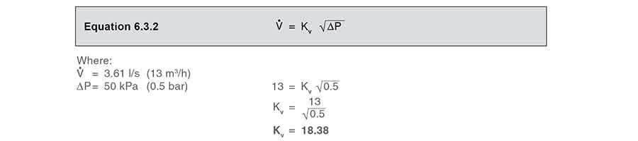 Equation 632.3 - Dimensionamiento de válvulas de control para sistemas de agua