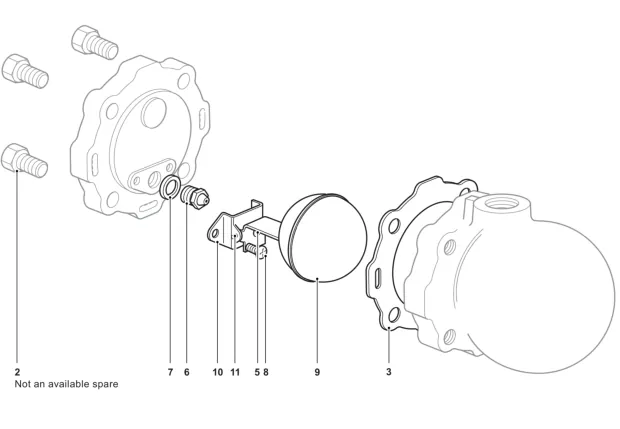 Exploded spare-parts drawing of the screwed CA14 with numbered valve, float, gasket, pivot and cover components