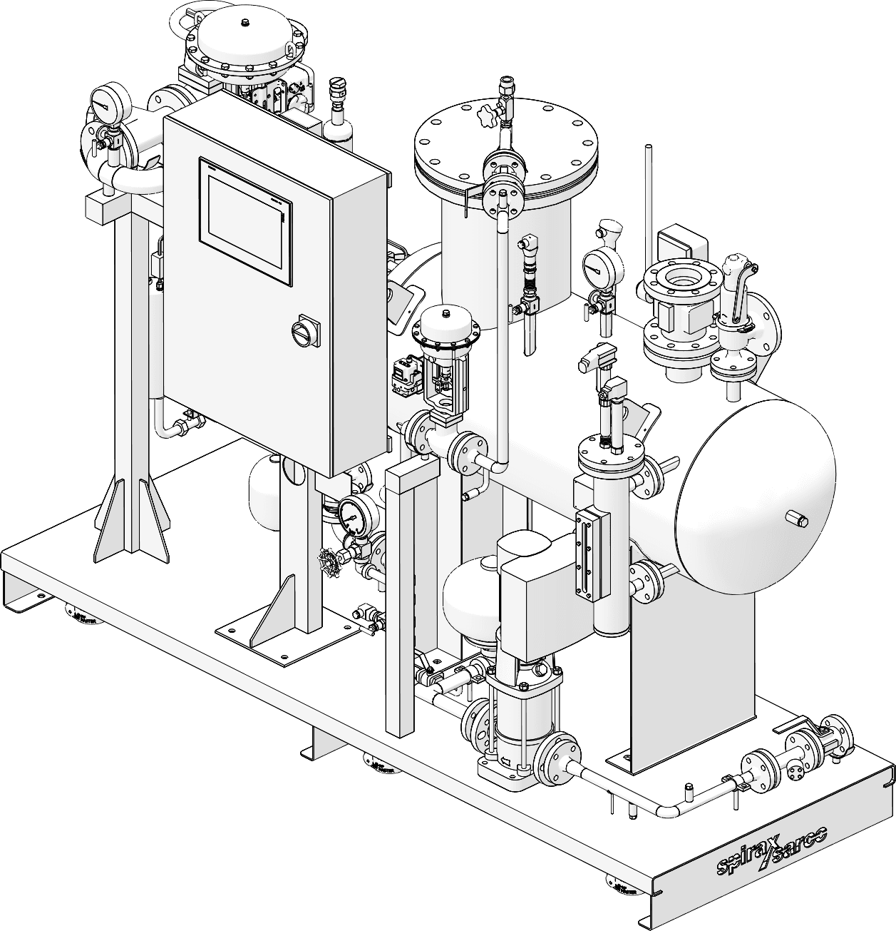 CSG-HS packaged clean steam generation system with generator vessel, control panel and service connections