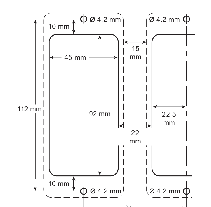 LC2250 chassis plate and panel cutout dimensions