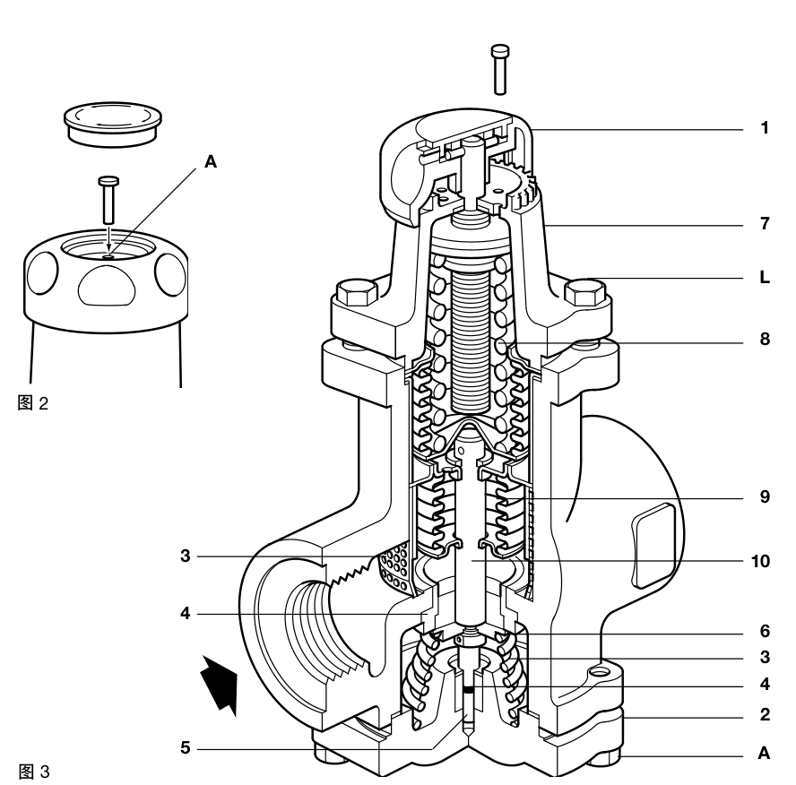 BRV73 internal construction drawing with adjustment spring, bellows, strainer, plug and bottom cover components identified