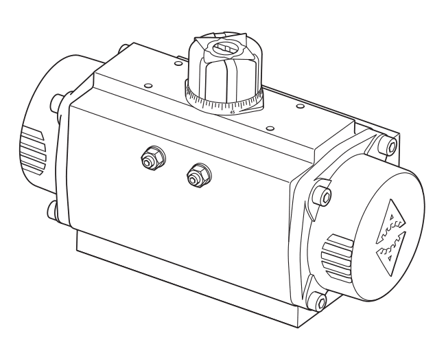 BVA300 pneumatic rotary actuator with rack-and-pinion body, adjustable travel stops and position indicator